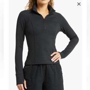 Beyond Yoga - Heather Rib Take a Hike Zip Pullover in Black XL